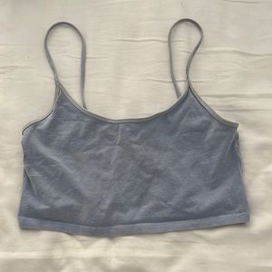 Blue spaghetti strap crop top